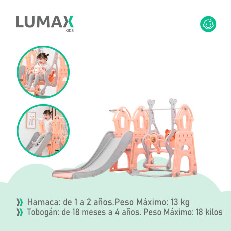 Set Infantil Tobogán 3 En 1 con Hamaca y Aro de Basket Naranja/Gris