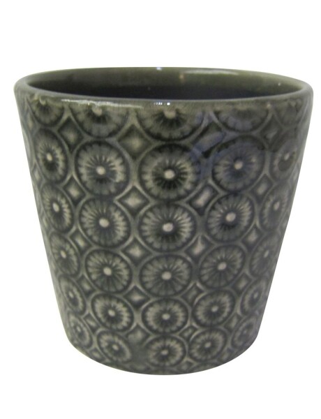 MACETA CERAMICA 14X14X13CM CIRCULOS C/RELIEVE VERD MACETA CERAMICA 14X14X13CM CIRCULOS C/RELIEVE VERD