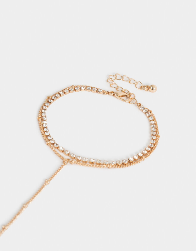 Pulseras Flexibles Pulsera Flexible Con Anillo Unido - Dorado
