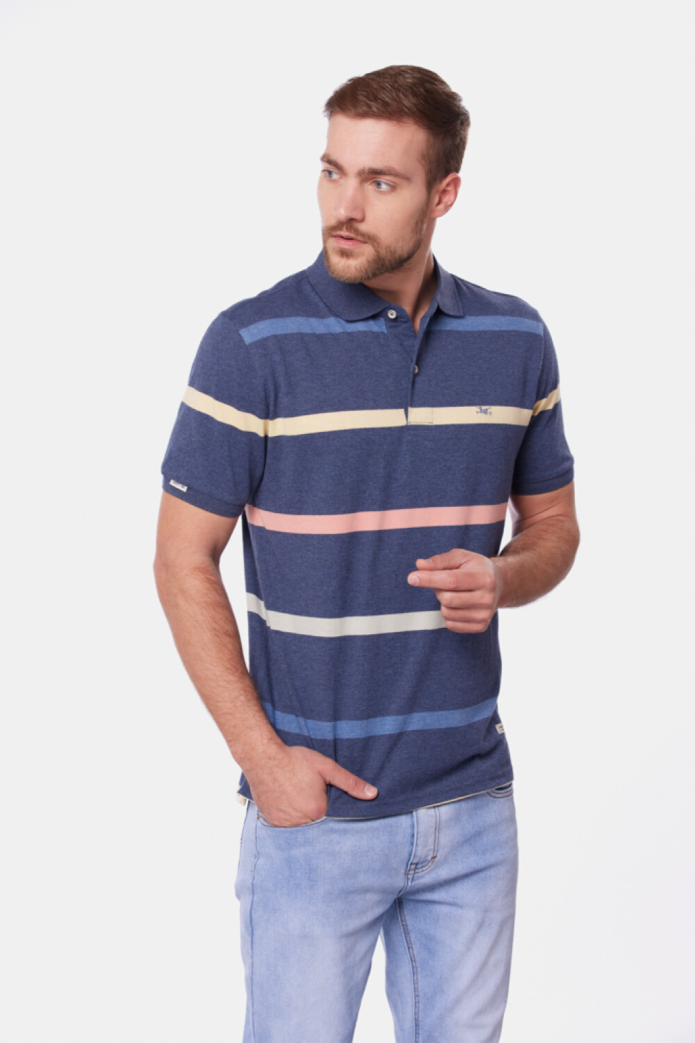 REMERA POLO JERSEY RAYADA Azul