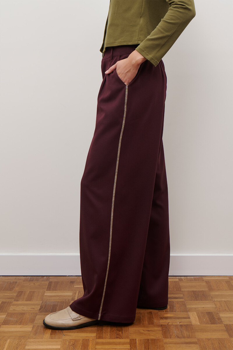 PANTALON JEAN TEXTIL BURDEOS