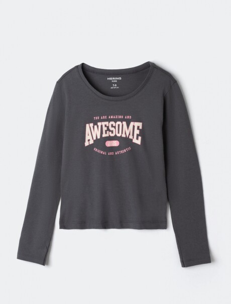 BLUSA INFANTIL CON ESTAMPA GRIS