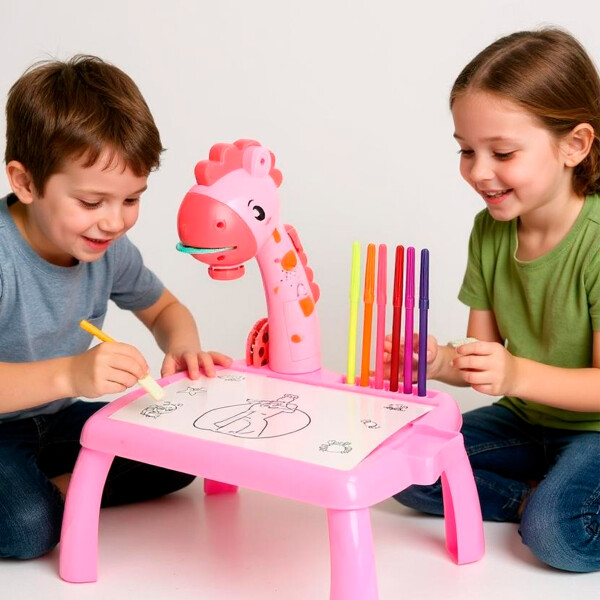 Jirafa Pizarra Mesa Proyector Led + Accesorios Para Dibujar® Color Rosa