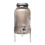 DISPENSADOR 5L VIDRIO RAYITAS BASE METAL PLATA DISPENSADOR 5L VIDRIO RAYITAS BASE METAL PLATA