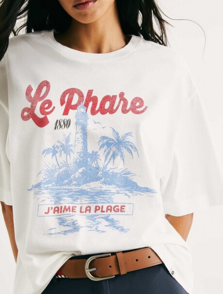 CAMISETA OVERSIZED CON ESTAMPA BEIGE