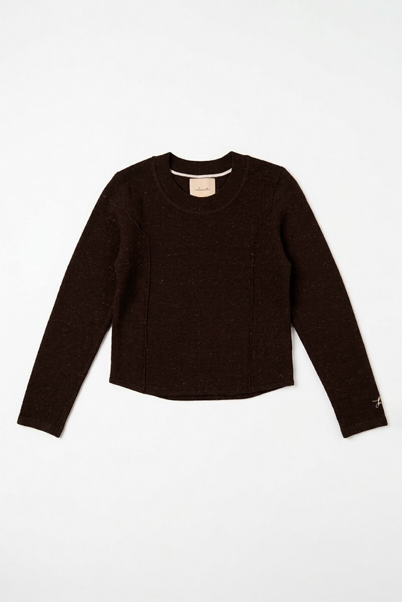 SWEATER U BOUTONE - MARRON 