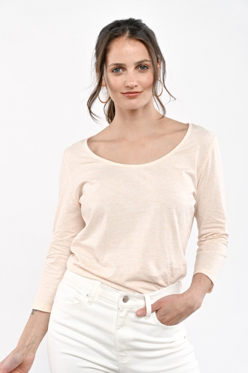 Remera Escote Redondo Algodon -s- - Rosa Melange 