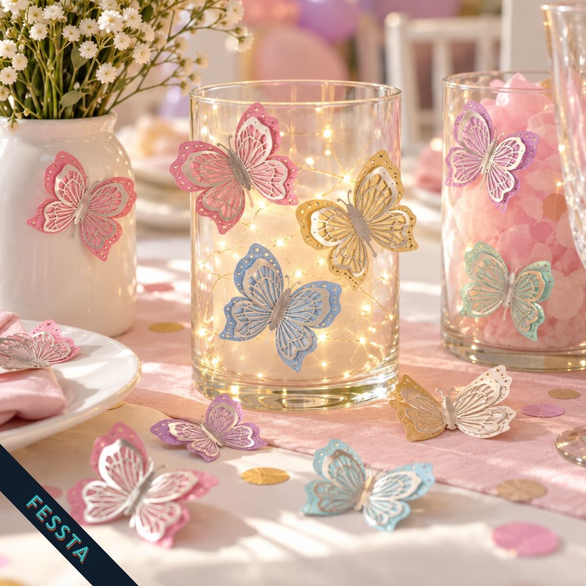 Mariposas 3D x 12 - Plateada 