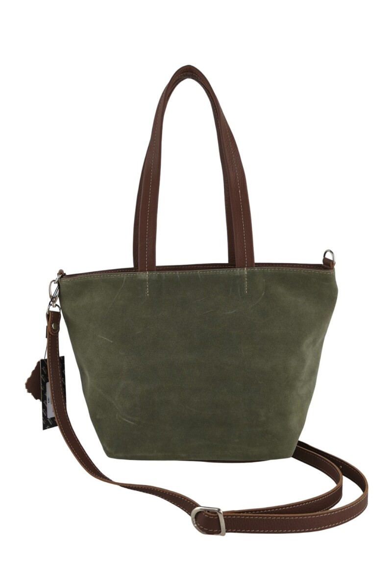 Cartera versátil de cuero y gamuza Verde