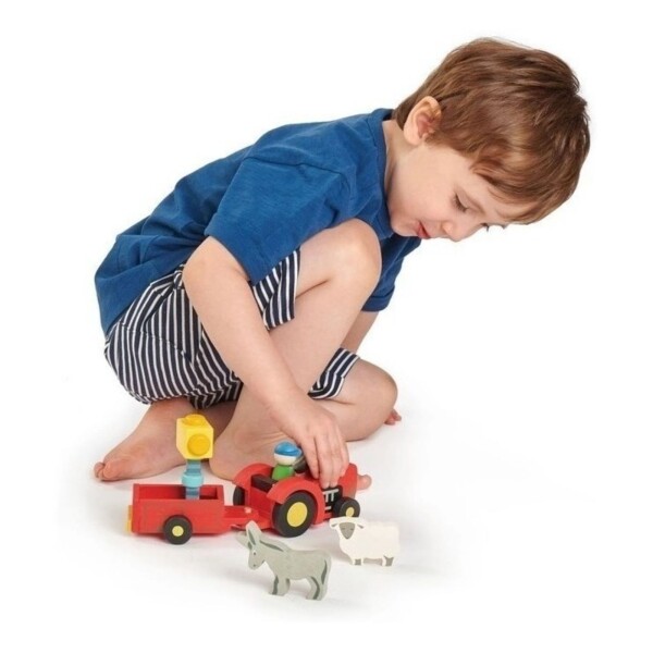 Tender Leaf Toys Tractor Y Trailer Granja Juguete Madera Tender Leaf Toys Tractor Y Trailer Granja Juguete Madera