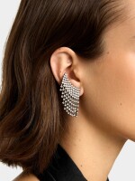 Pendientes Ear Jacket Asas De Cristales plateado