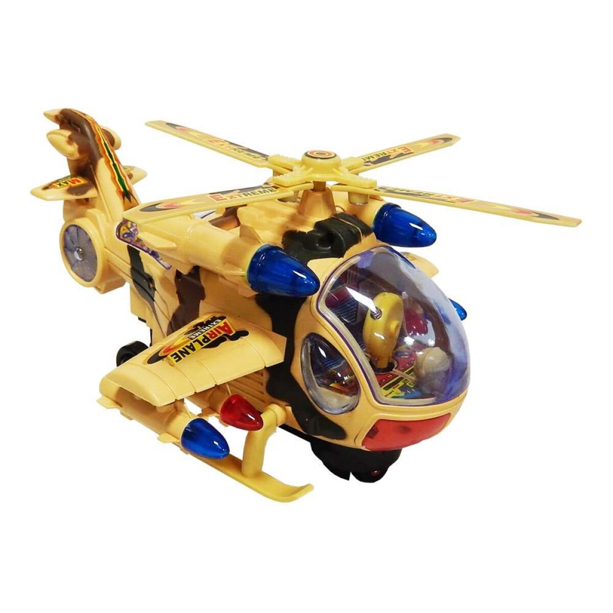 Helicóptero De Combate Con Luz Y Sonidos. 20x14cm 