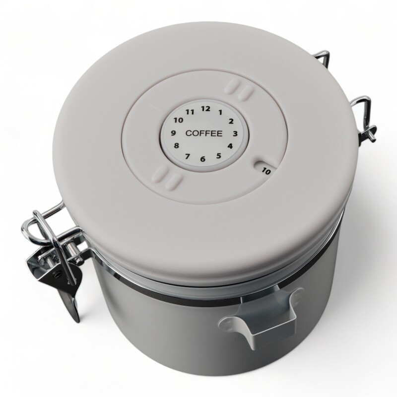 Recipiente Hermetico Ac Inox Para Granos Valv Co2 1.2lt Blanco