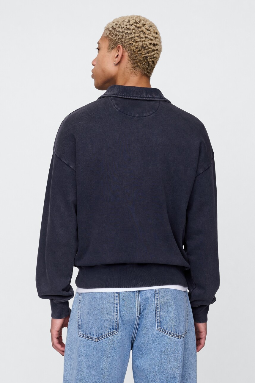 Buzo Deportivo Sin Felpa Medio Cierre Hombre Washed Navy