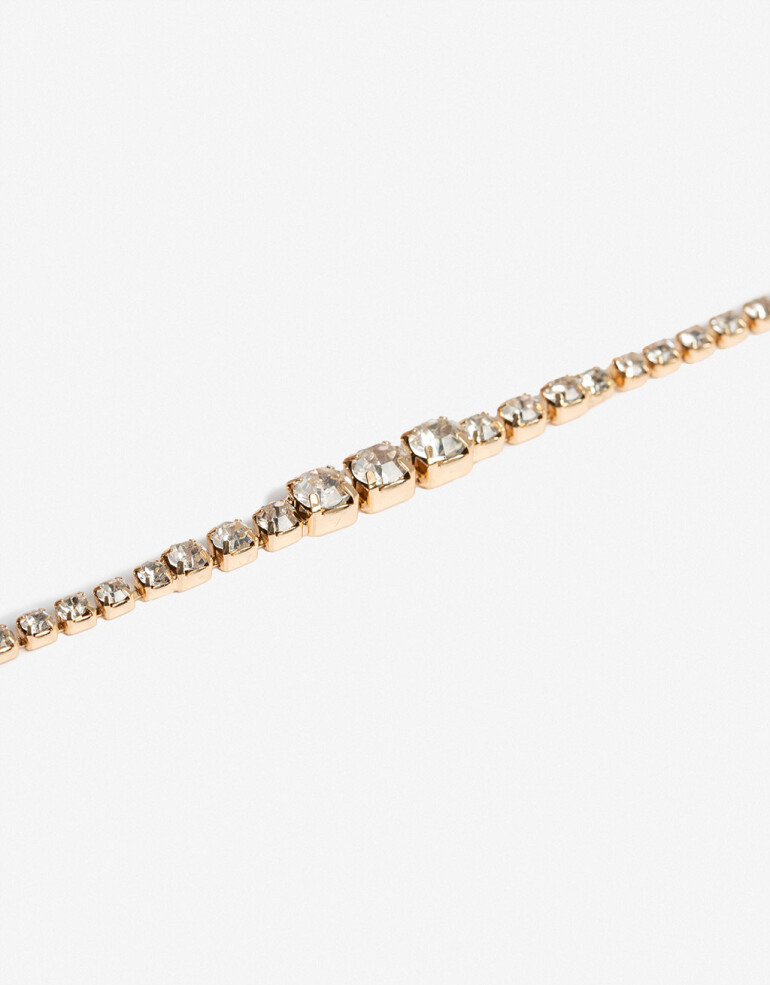 Pulseras Flexibles Strass Pulsera Flexible Con Strass - Dorado