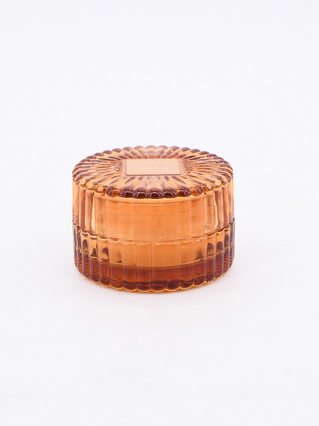 VELA EN FRASCO CON TAPA SANDALO NARANJA