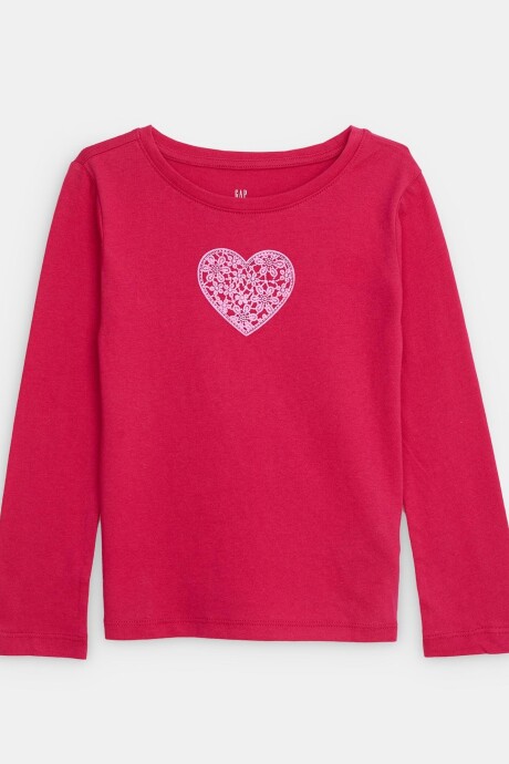 Remera Grafico Manga Larga Niña Pink Heart Graphic