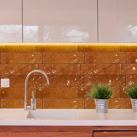 Ceramica Tipo Brick Brillo 7.5X25Cm Pared GAMAS DE NARANJA