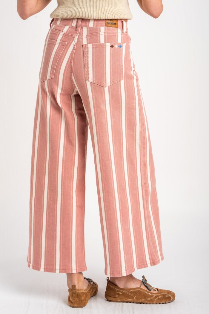 Jean Wide Leg Rayado Rojo