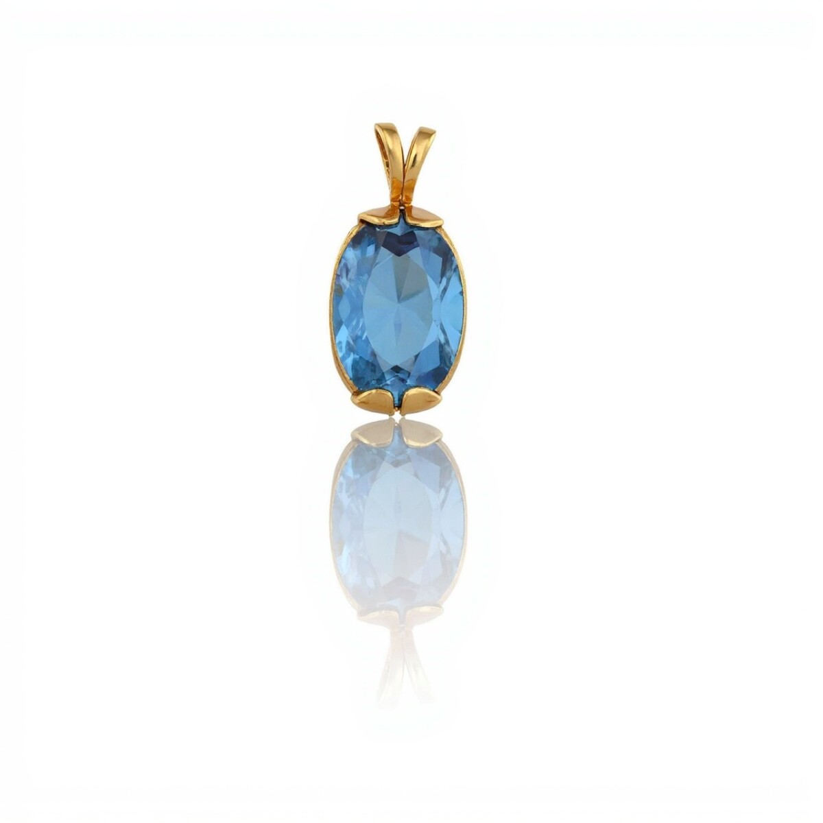 Dije Solitario-Oro bajo-Piedra Topacio azul-CP8691 - conpiedra 