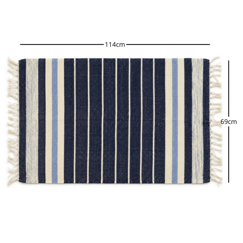 Alfombra con flecos 69x114cm AZUL