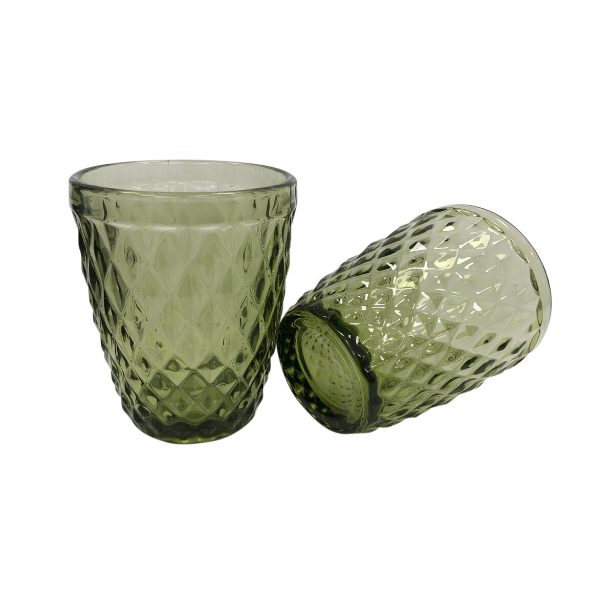 Set x 6 Vasos Vidrio con Relieve 260 ml - VERDE 