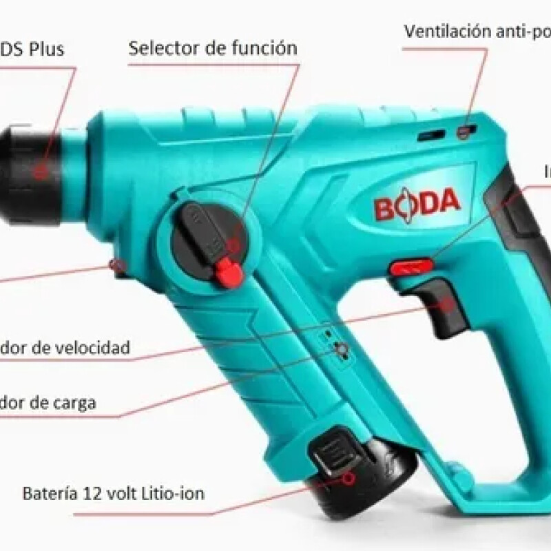 BODA ROTOMARTILLO LI-ION INDUSTRIAL 12V 0/900RPM 10MM Boda Rotomartillo Li-ion Industrial 12v 0/900rpm 10mm