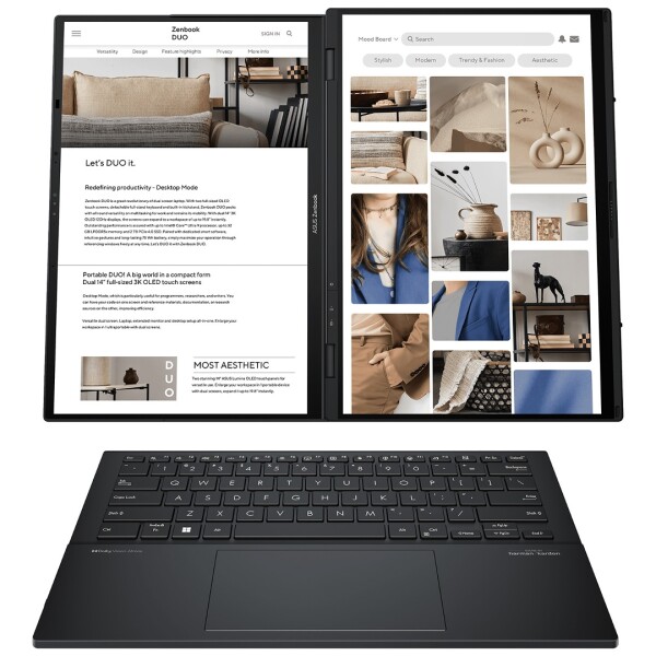 Notebook Asus Zenbook Duo Core Ultra 7 4.8ghz, 16gb, 1tb Ssd, Dual 14'' Wuxga Oled Touch NOTEBOOK ASUS ZENBOOK DUO CORE ULTRA 7 4