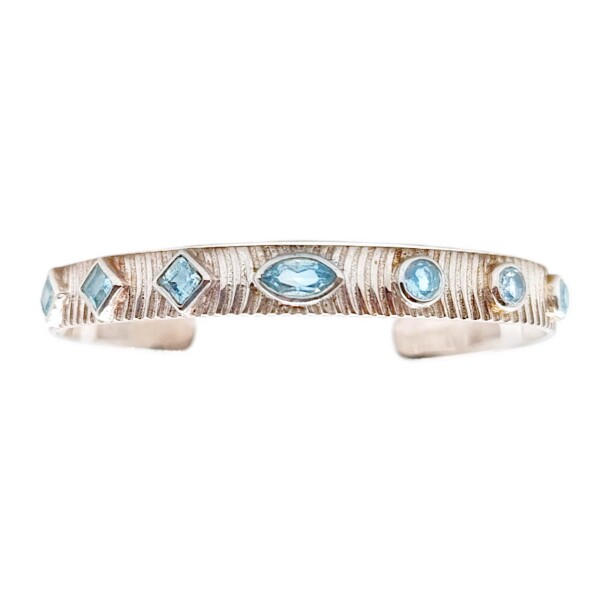 Brazalete "Pune" silver topacio azul-BR2014 conpiedra