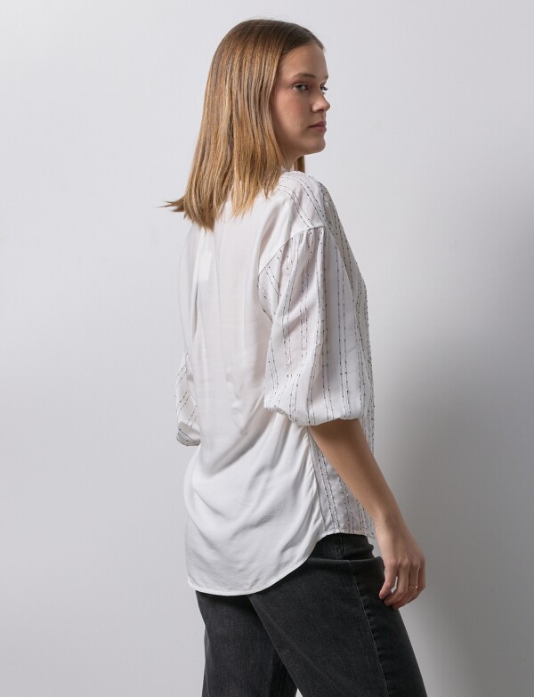 Camisa Tencel Lineas BLANCO/NEGRO