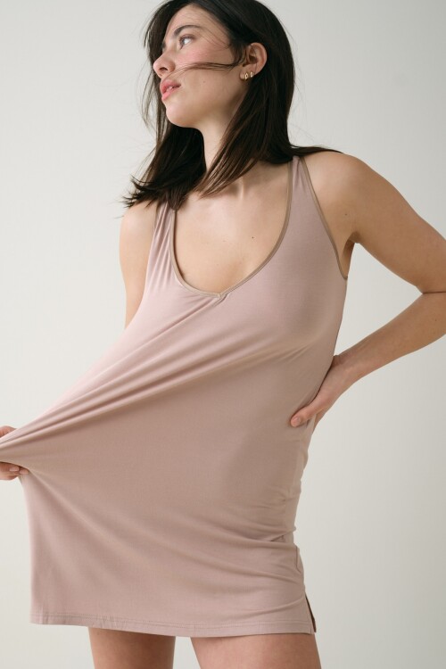 Camisón Corto Viscosa Arena