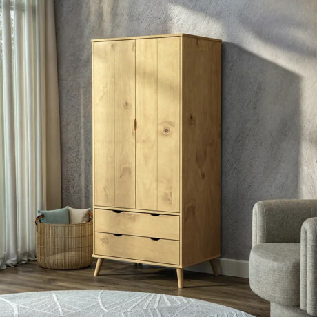 ROPERO 2 PUERTAS 2 CAJONES GUARDARROPA ARMARIO PLACARD CLOSET EN MADERA MACIZA MADERA