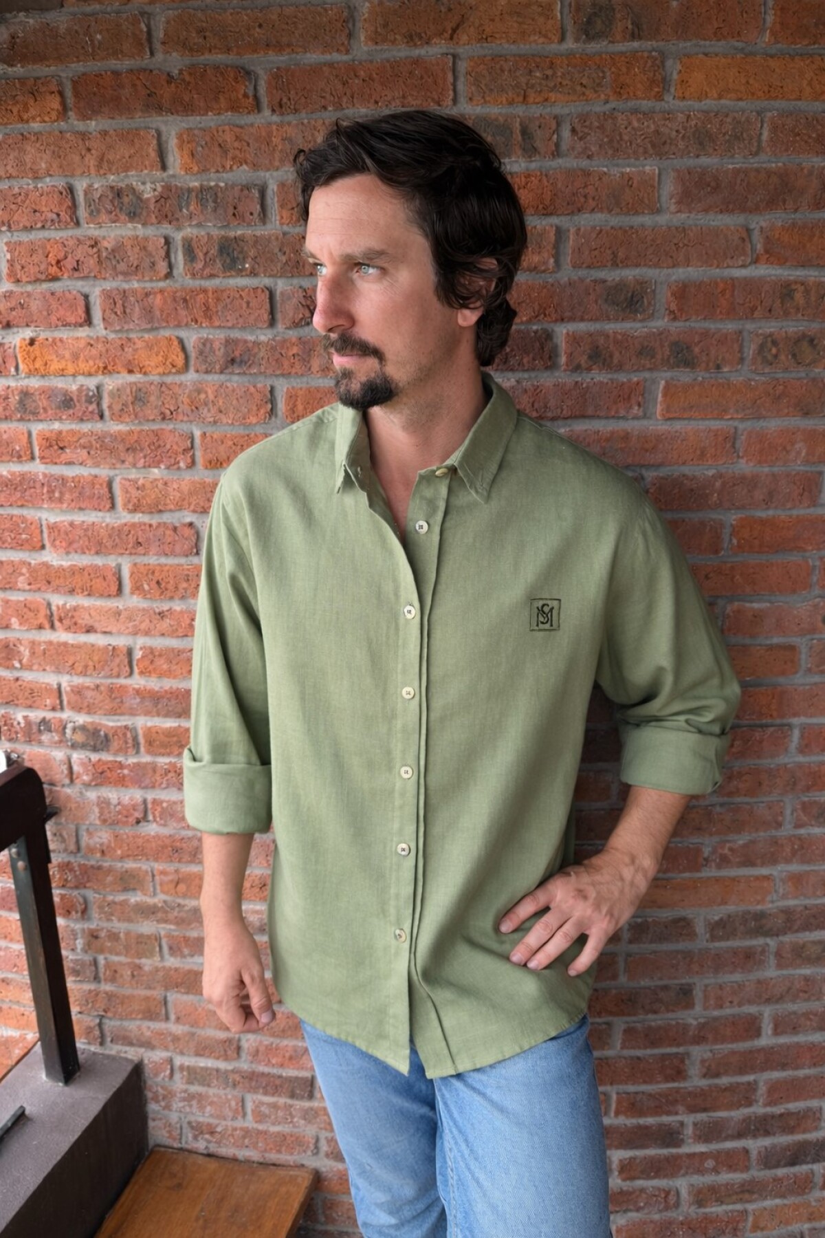 Linen Shirt for Men Verde Musgo