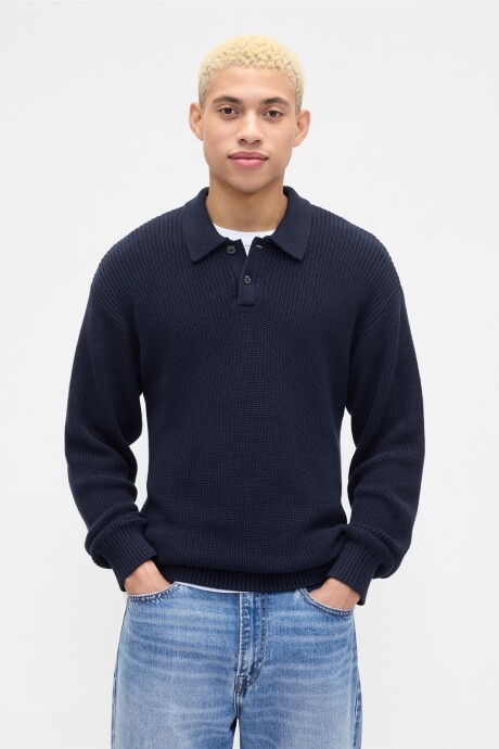 Buzo Tipo Polo Rib Hombre Tapestry Navy