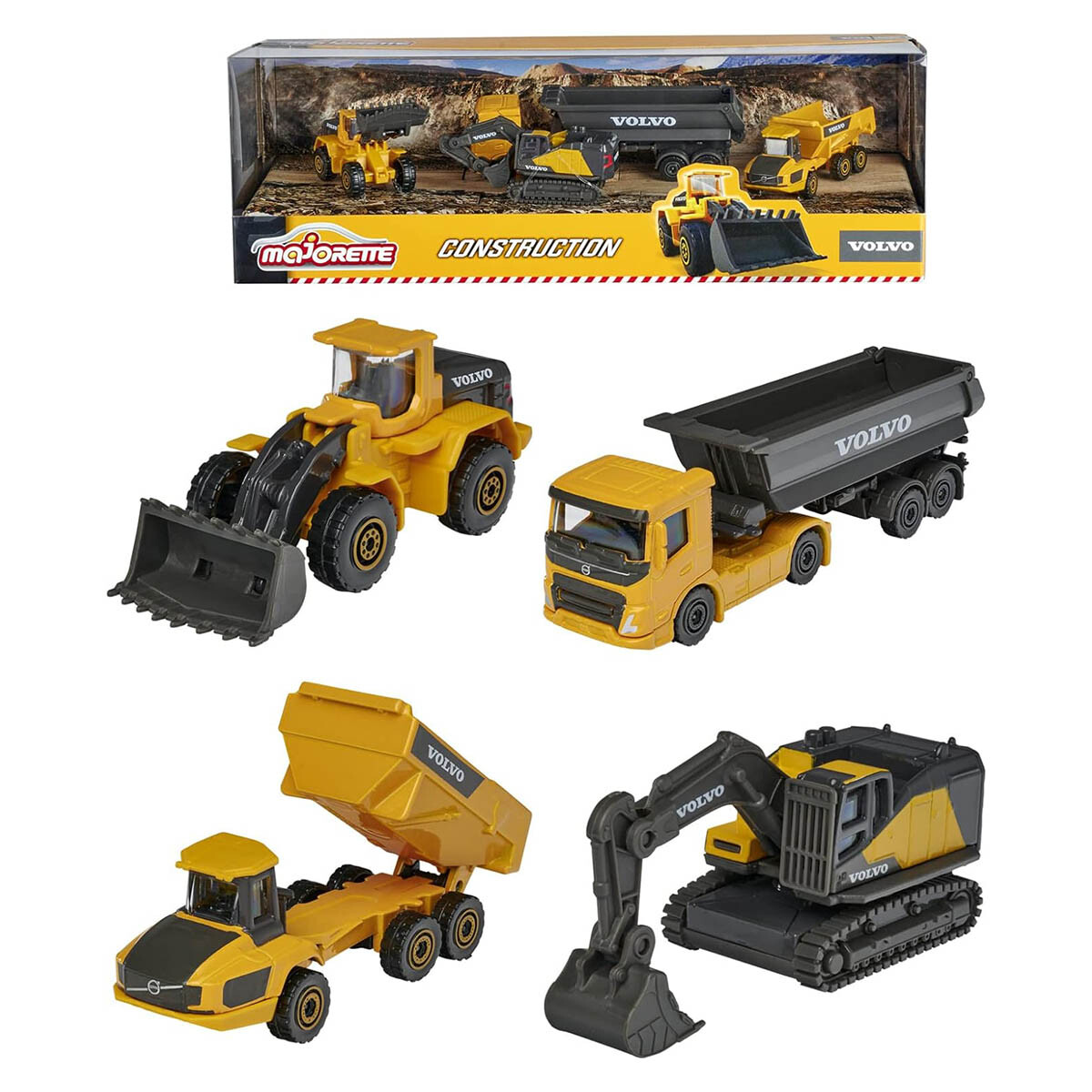Pack X4 Vehículos De Construcción Volvo Majorette 