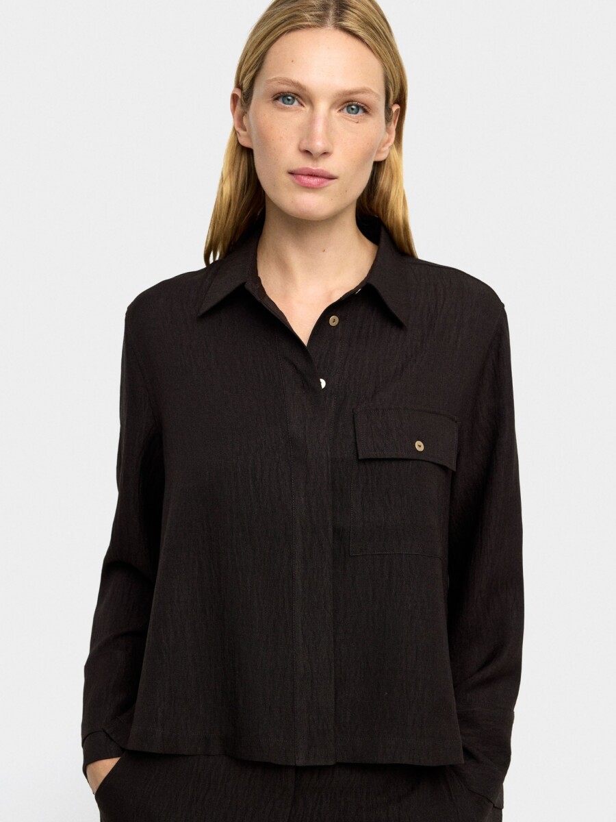 Camisa Fluida Con Efecto Arrugado marron