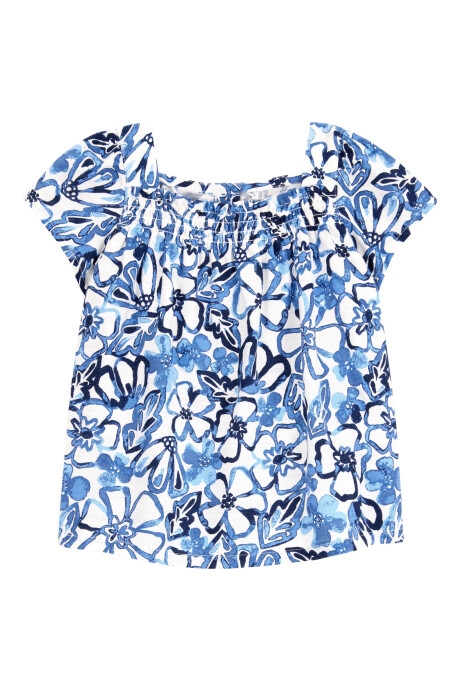 Blusa de viscosa, con fruncido, diseño floral Sin color