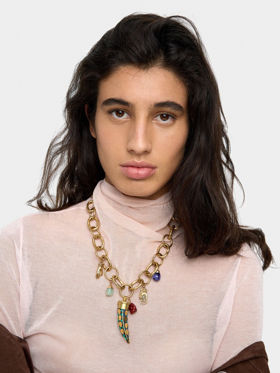 Collar De Aros E Colgantes De Piedra multicolor