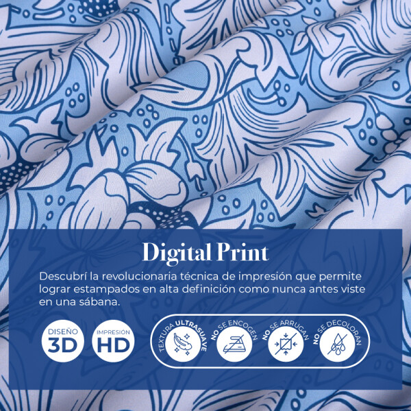 JUEGO DE SÁBANAS LANCASTER DIGITAL PRINT BLUE 2 PLAZAS