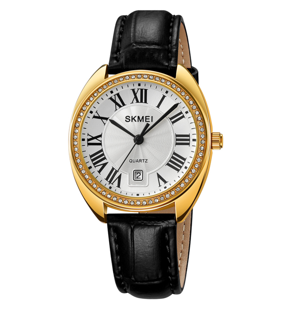 Reloj Skmei 2183gdbk Analógico Unisex Dorado Con Correa Negra 