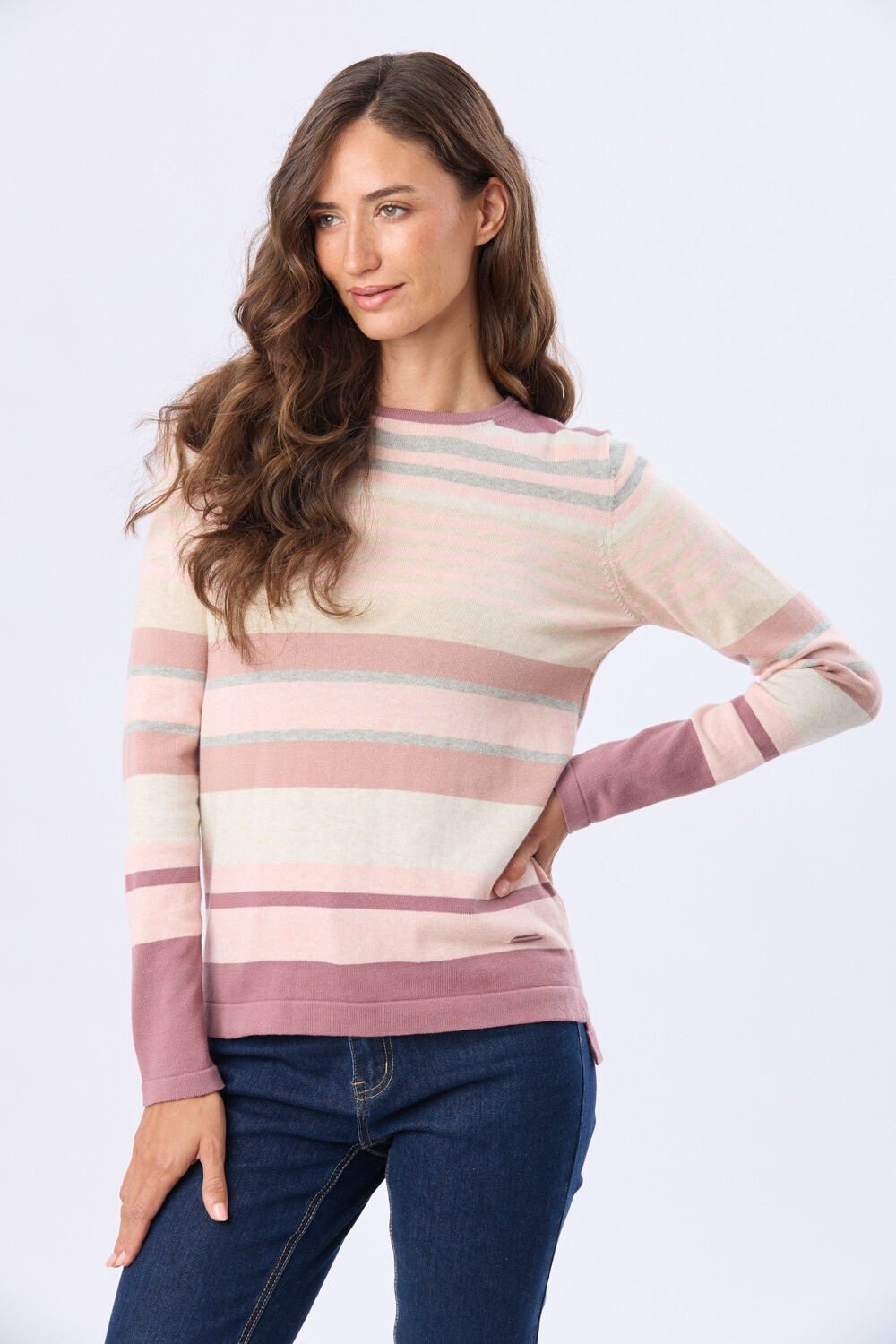 BUZO TEJIDO RAYADO Rosado