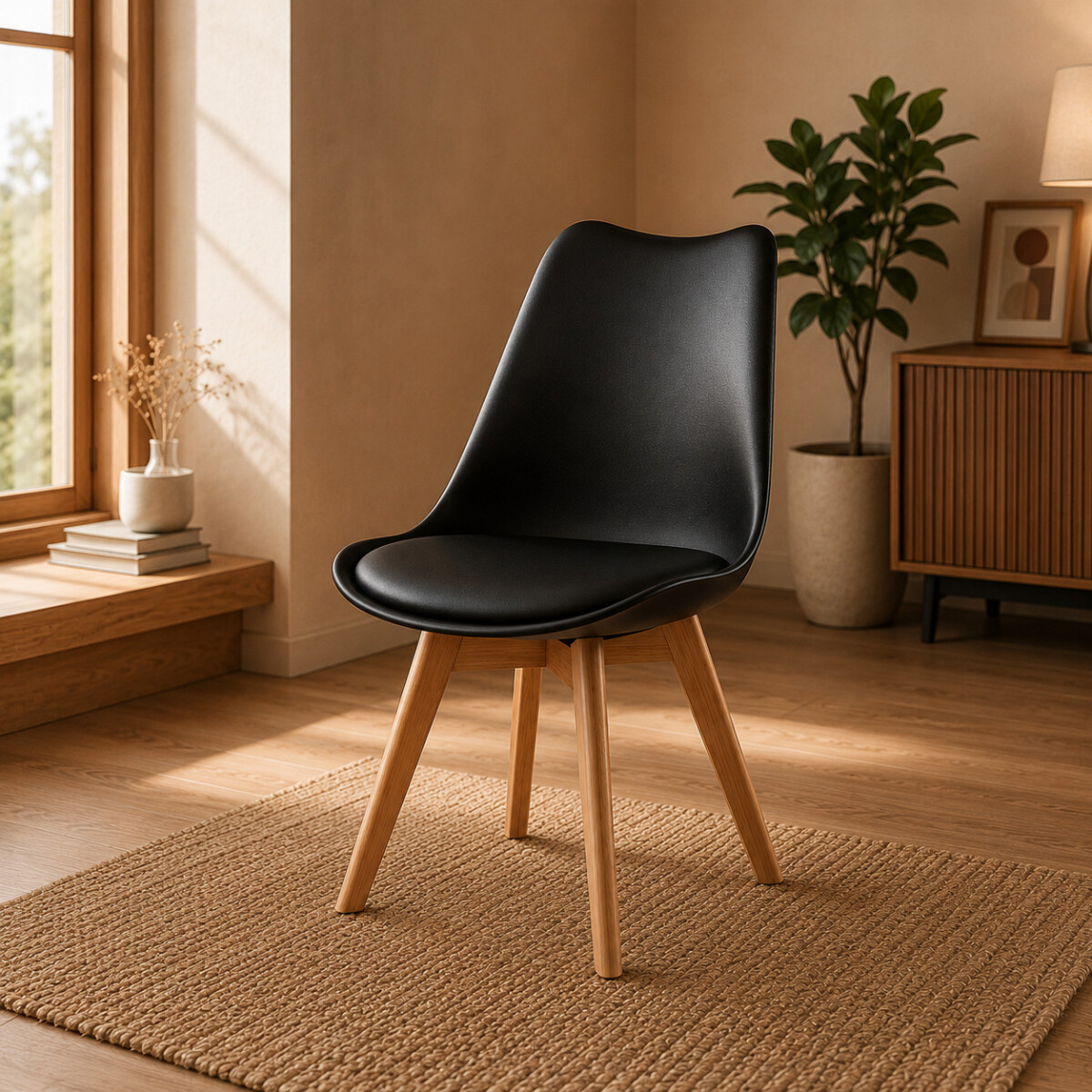 Silla Comedor ComboHome Tulip Eames Pack X2 - Negro 1 