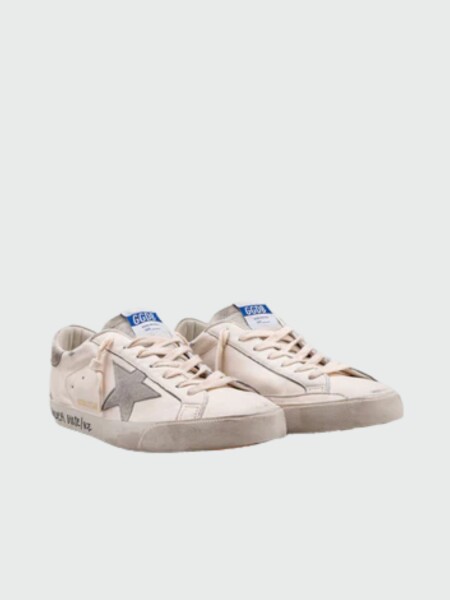 Golden Goose-Championes de cuero acordonados, Super Star Blanco