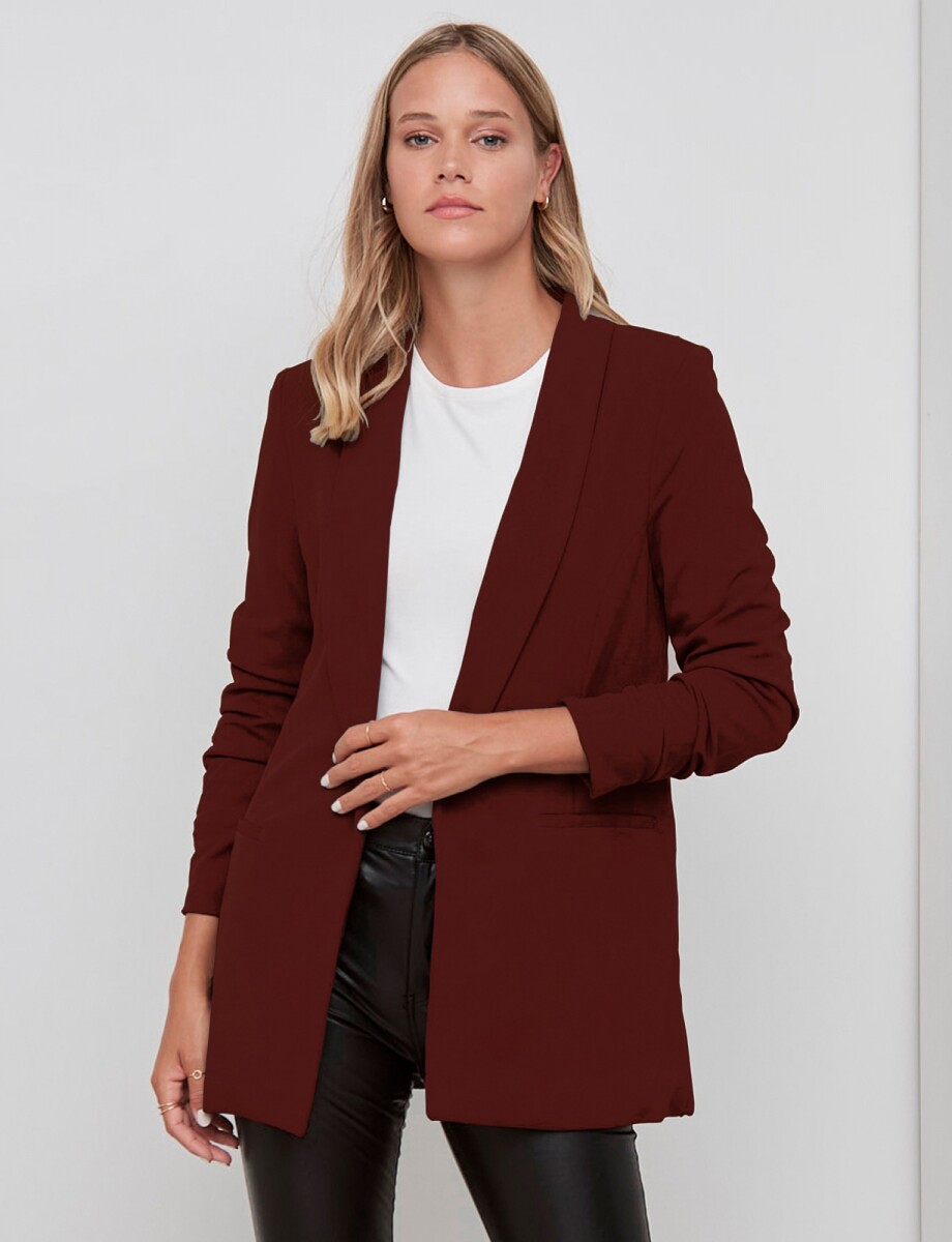 Blazer Crepe Manga Fruncida - Bordeaux 