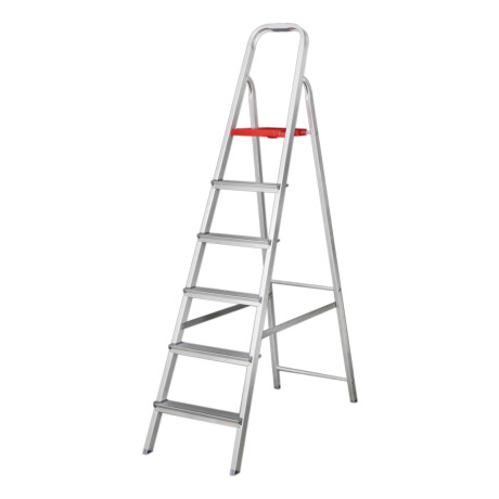 Escalera De Aluminio Tijera 6 Escalones Plegable Gris