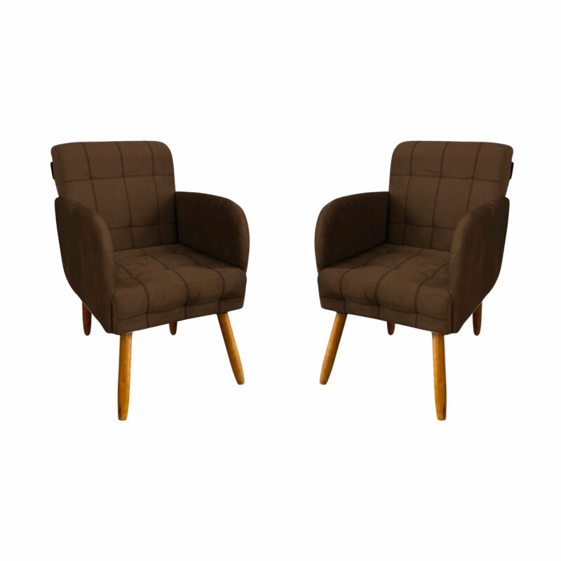 Pack x2 Sillón poltrona 1 cuerpo Lumax Maya nórdico de tela Marron