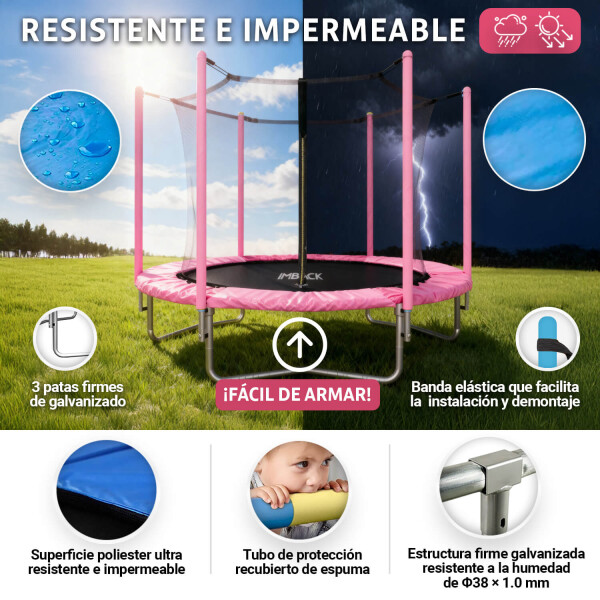 Cama Elastica 1.83 M Trampolin Saltarin Niños Adultos Grande Con Red Proteccion Imback Color Rosa Cama Elastica 1.83 M Trampolin Saltarin Niños Adultos Grande Con Red Proteccion Imback Color Rosa