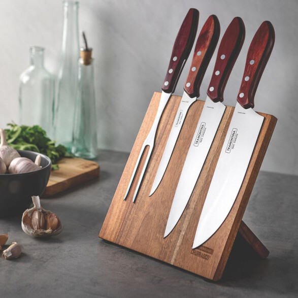 Juego para asado 5 piezas con soporte magnético -TRAMONTINA TN8232