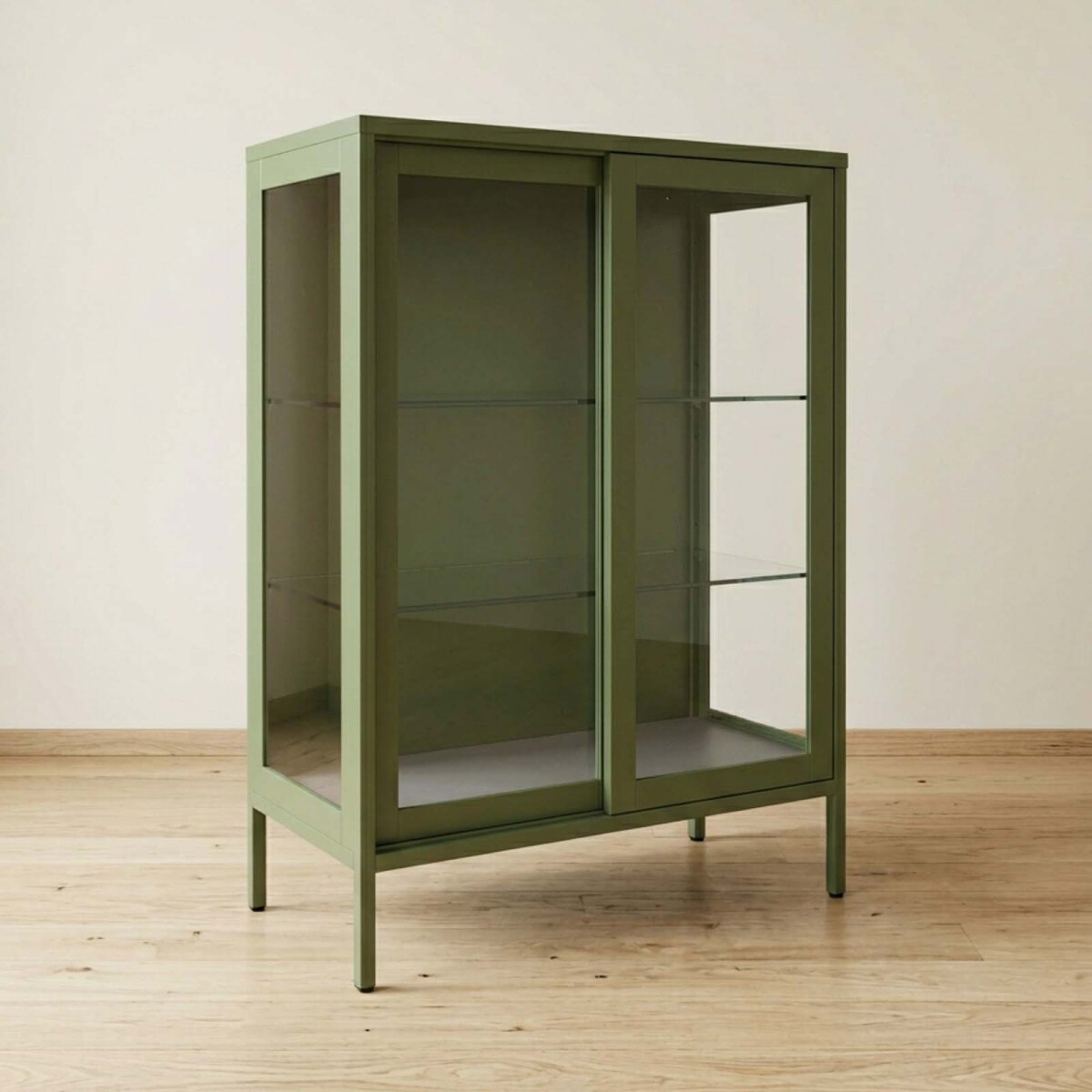 APARADOR 2P VIDRIO - METAL VERDE OLIVIA 
