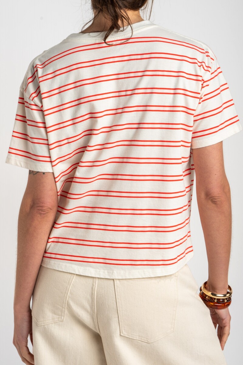 Remera Rayada Algodón Rojo
